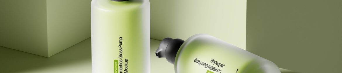 Cosmetics Glass Pump Jar Mockup Cosmetics Glass Pump Jar Mockup