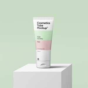 Cosmetics Tube on Box Mockup