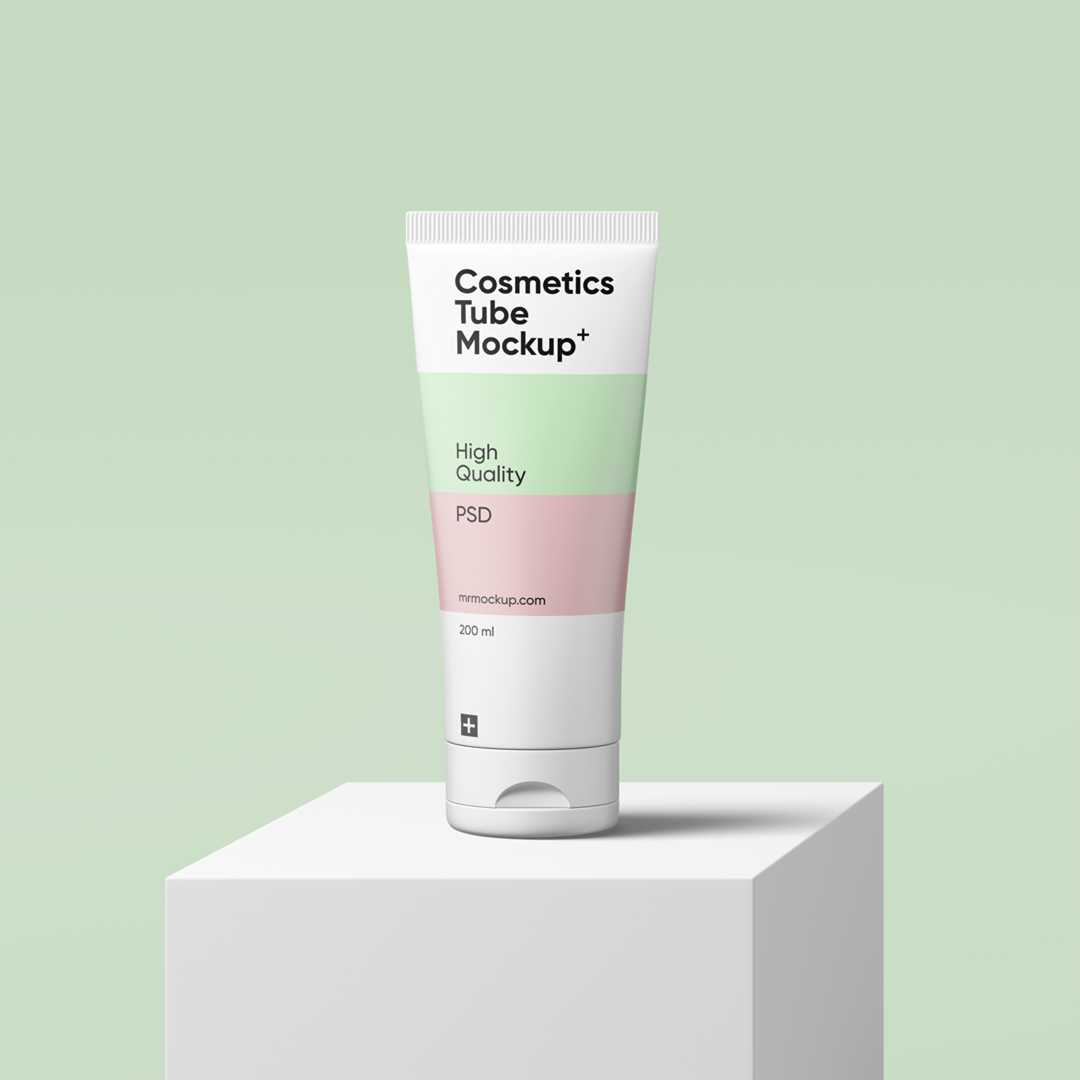 Cosmetics Tube on Box Mockup