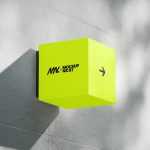 Cube Lightbox Sign Mockup On Concrete Wall