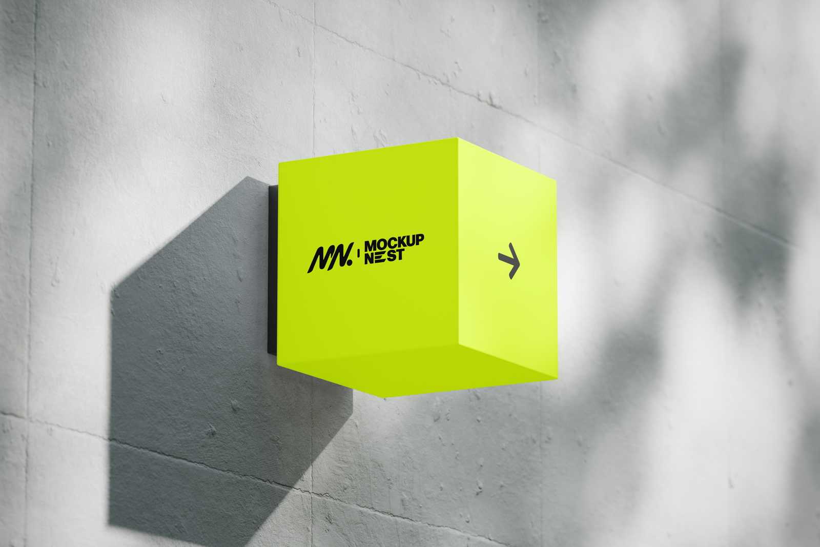 Cube Lightbox Sign Mockup On Concrete Wall