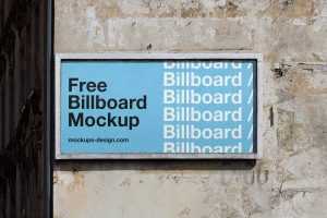 Damaged Wall Framed Billboard Mockup PSD free