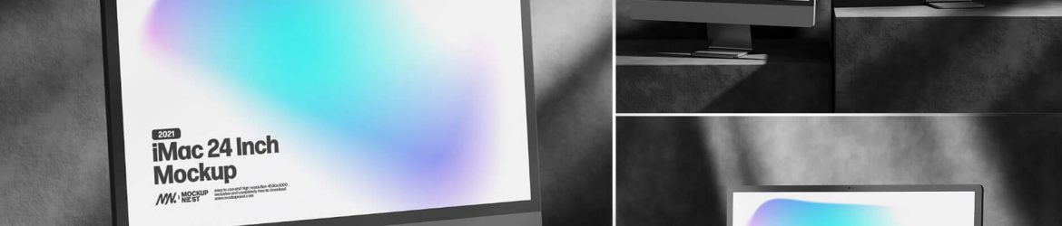 Dark Shadow Free iMac Mockup PSD set - Free PSD Mockups