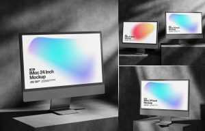 Dark Shadow Free iMac Mockup PSD set - Free PSD Mockups