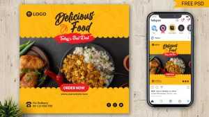 Delicious Food Menu Free Instagram Post Design PSD Template