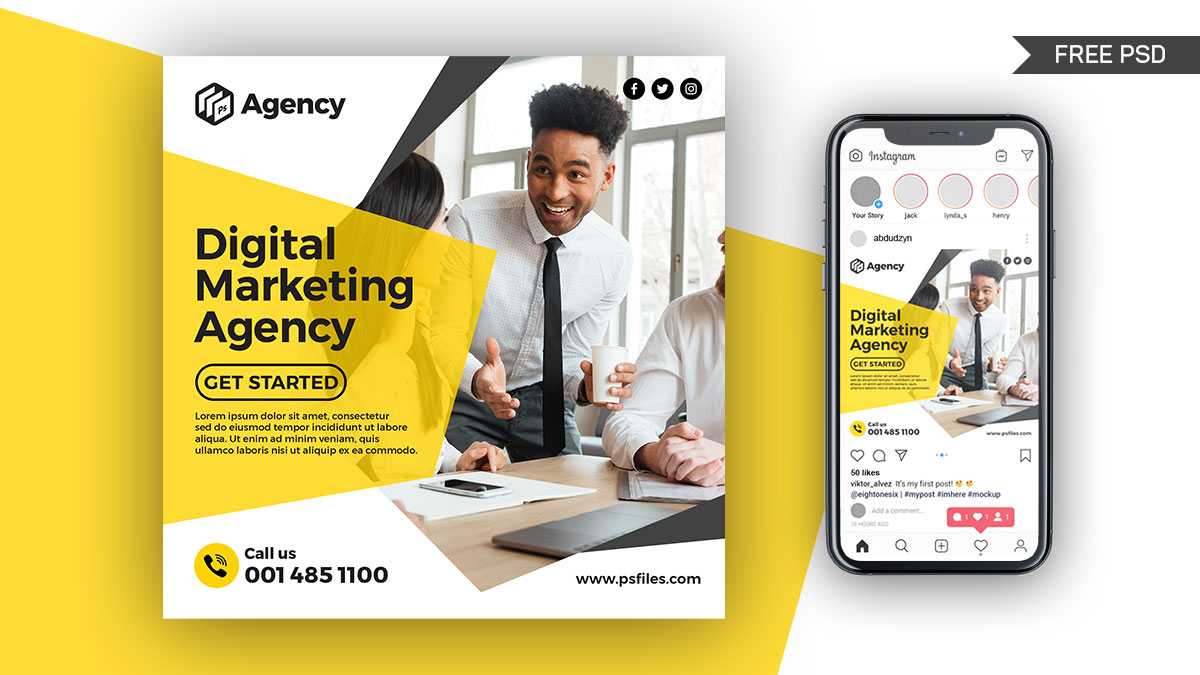 Digital Marketing Agency Social Post Design Free PSD Template