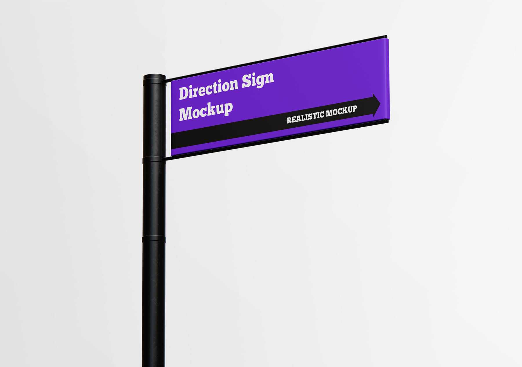Direction Sign Mockup PSD with Metal Pillar