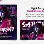 DJ Music Night Party Free Flyer + FB Cover Ai and PSD Templates