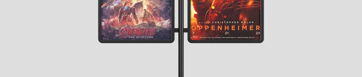 Double Ad Poster Pole Stand Mockup PSD