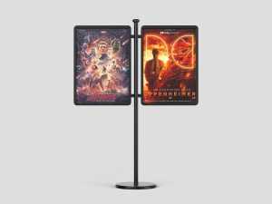 Double Ad Poster Pole Stand Mockup PSD