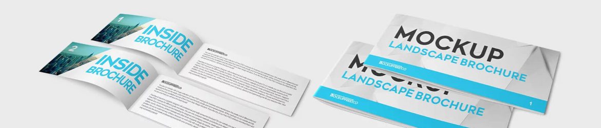 Download 2 Free Landscape Bi-Fold Extra Long Brochure Mockup PSD Files File