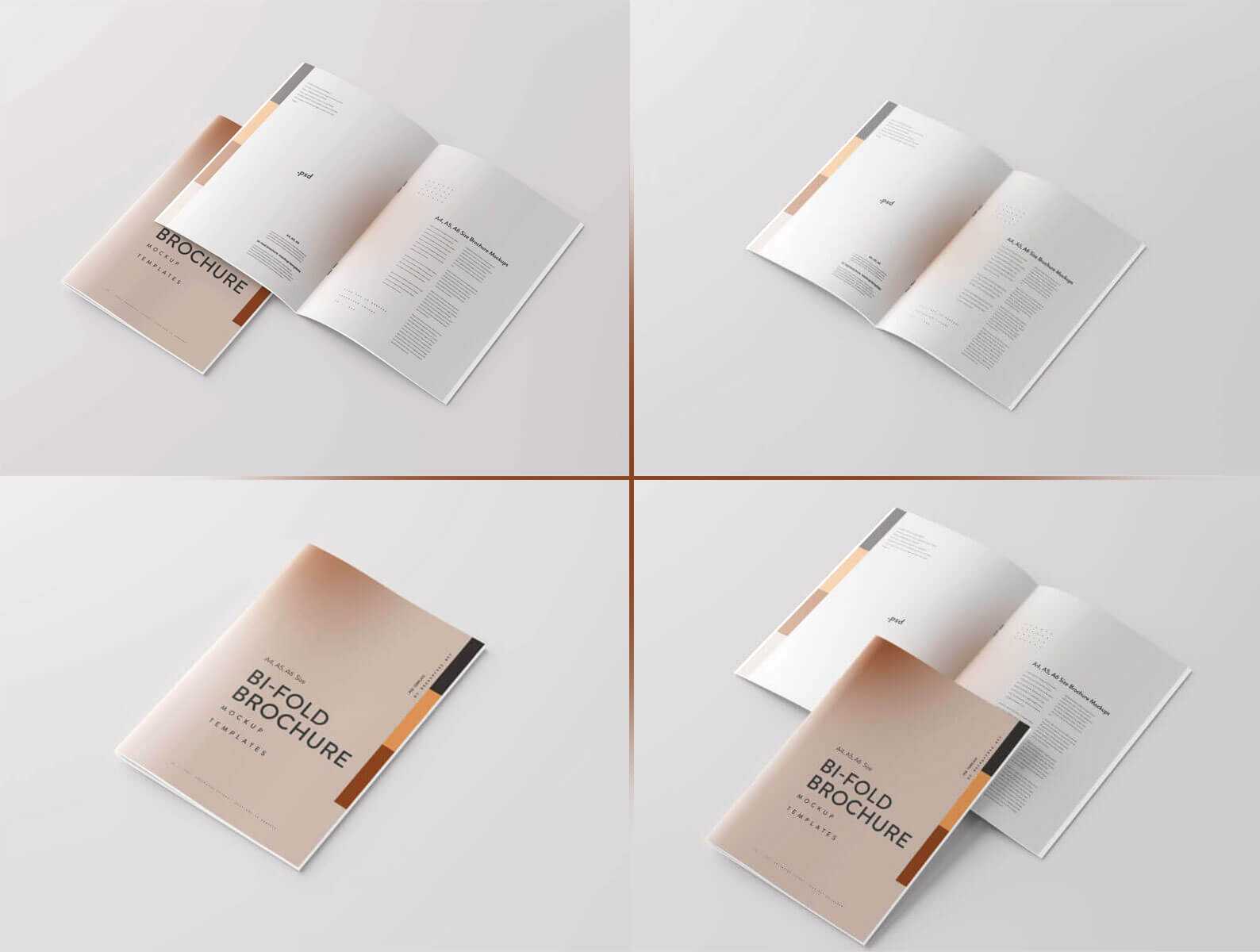 Download 5 Free A4 Multiple Pages Bi-Fold Brochure Mockups PSD Files File