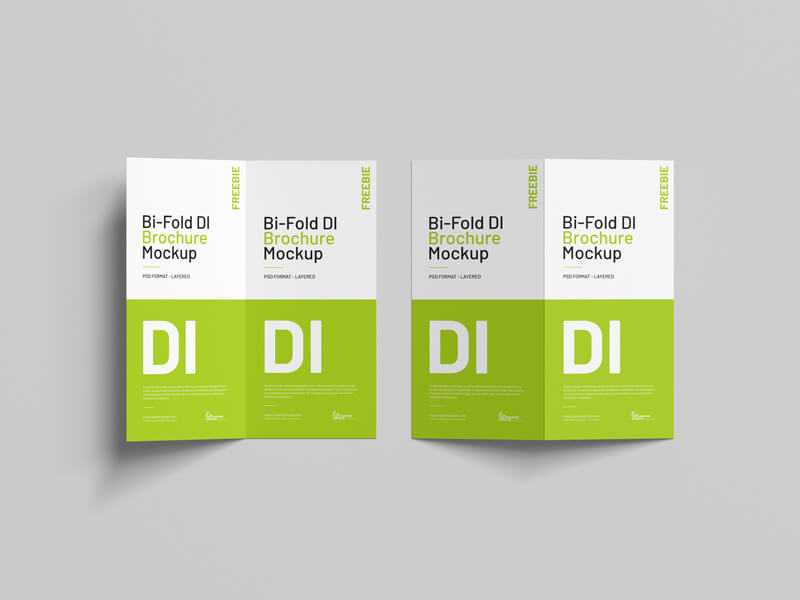 Download Free Top View DL Bi-Fold Brochure Mockup PSD File