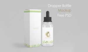 Droper Bottle + Box Package Free PSD Mockup
