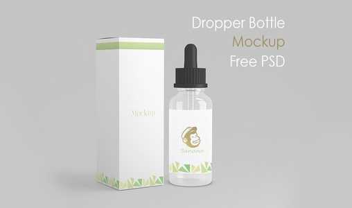 Droper Bottle + Box Package Free PSD Mockup