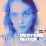 Duotone Glitch Photo Effect PSD Template for Free