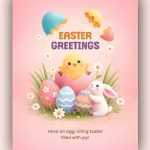 Easter Greetings Social Media Flyer Design PSD – Cute Bunny & Egg Holiday Template