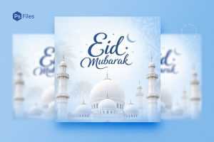 Elegant Eid Mubarak Wishes 2026 Social Media Post Design – Islamic Festival Greeting Template