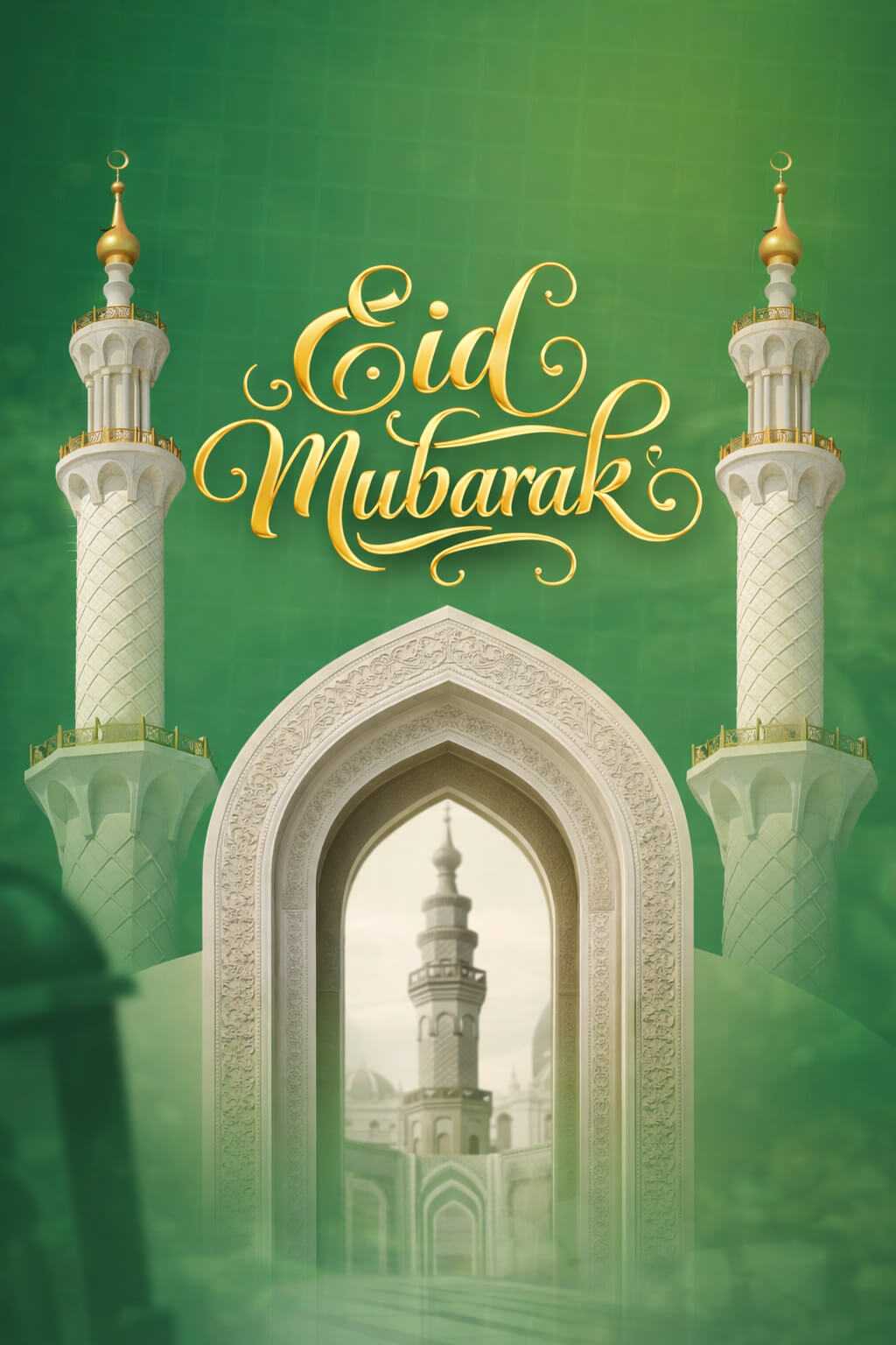 Elegant Islamic Greeting Design – Ramadan 2026 Eid Wishes Social Media Poster
