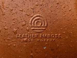 Embossed Leather Logo Mockup Free PSD