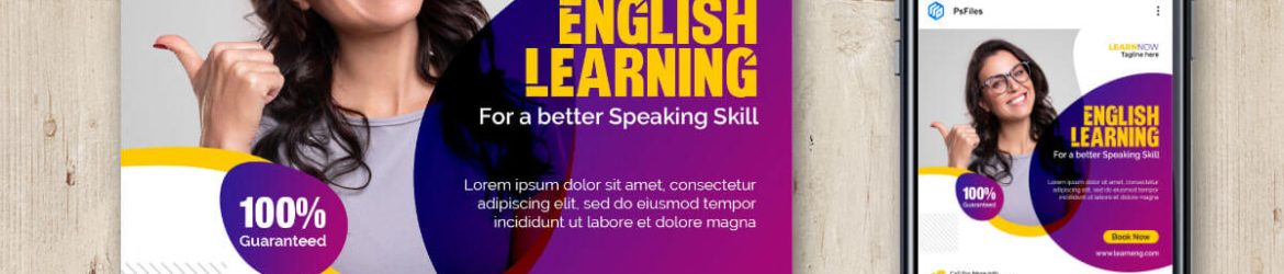 English Learning Course Free Instagram Post Design PSD Template