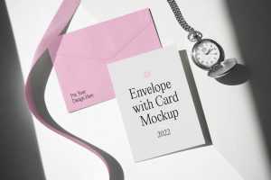 Envelope Mockup Scene with Card and Watch