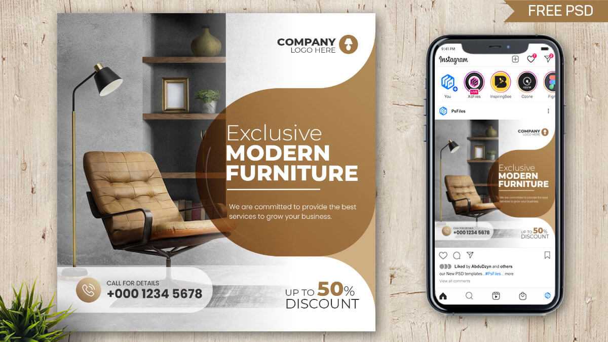 Exclusive Modern Furniture Special Sale Free Instagram Post Design PSD Template