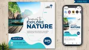 Explore Nature Travel Agency Instagram Post Design PSD Template 05