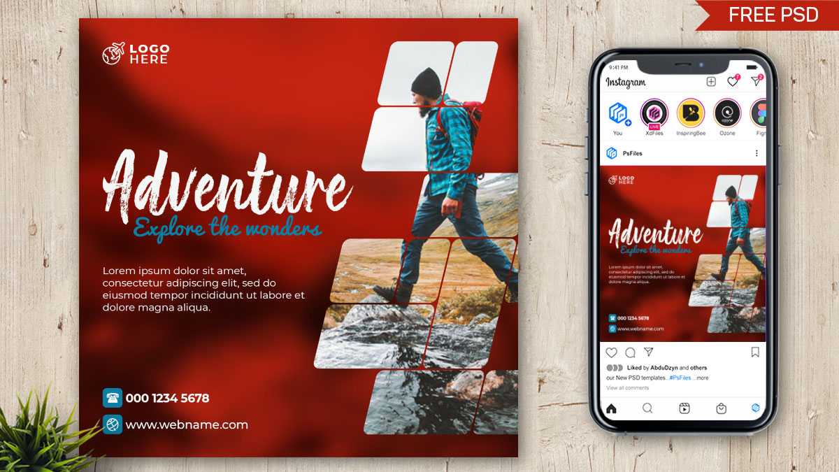 Explore the World Free Travel Social Media Post Design PSD Template