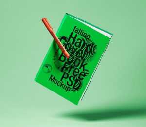 Falling Hardcover Book Mockup PSD