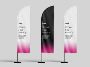 Feather Banner Flag Mockup Free PSD