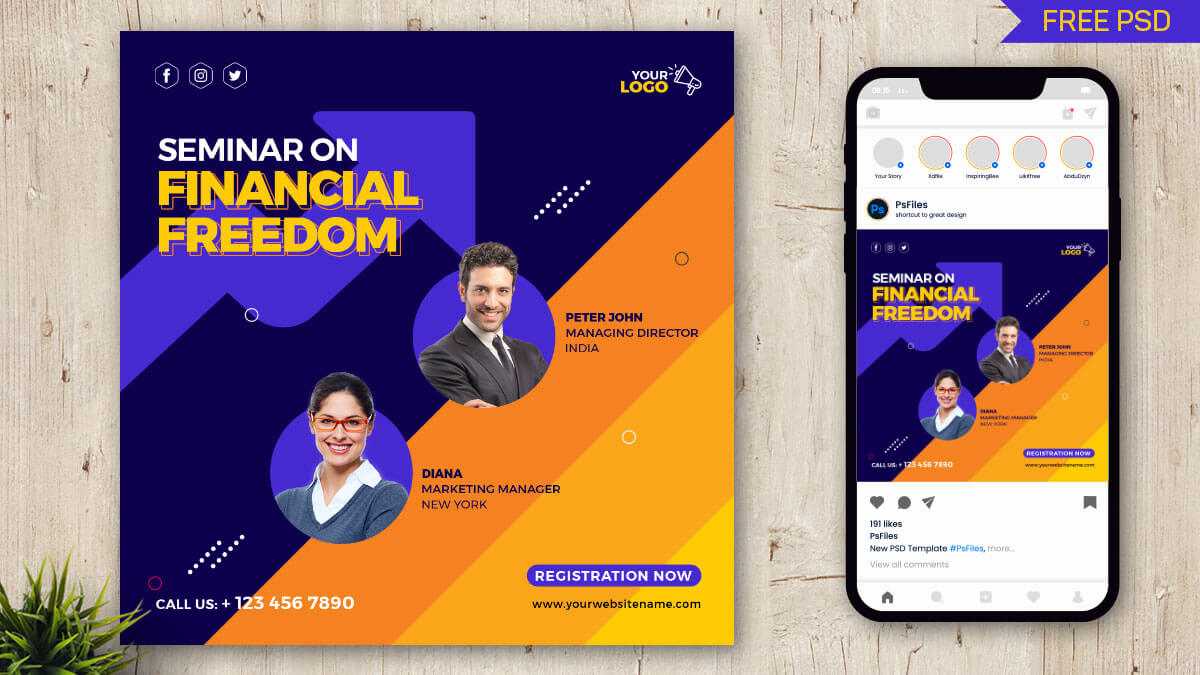 Financial Freedom Seminar Free Social Media Post Design PSD Template