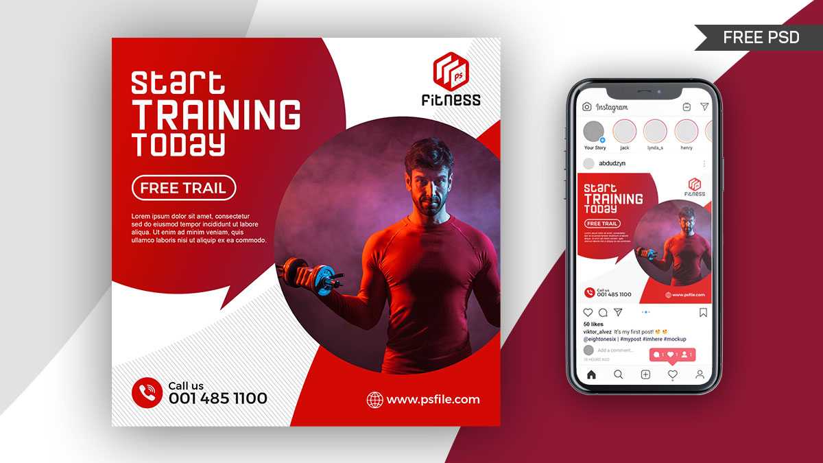 Fitness Social Media Post Design Free PSD Template