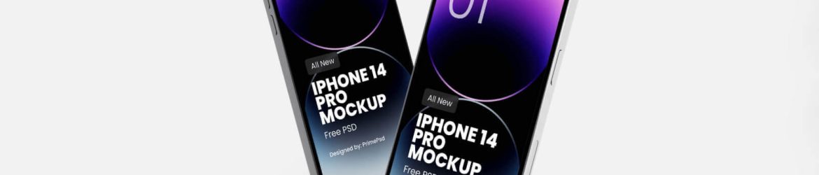 Floating iPhone 14 Pro Mockup Free PSD