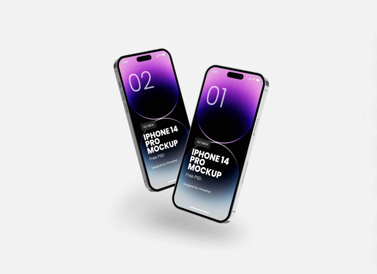 Floating iPhone 14 Pro Mockup Free PSD