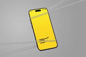 Floating iPhone 15 Pro Mockup With Rope
