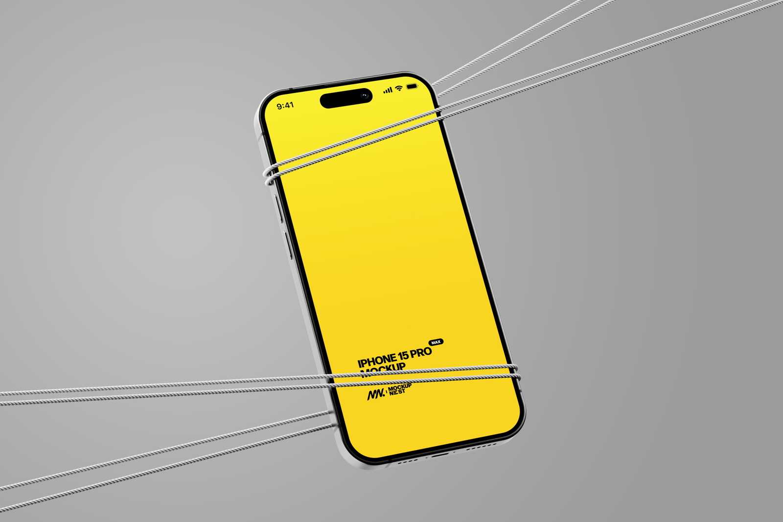Floating iPhone 15 Pro Mockup With Rope