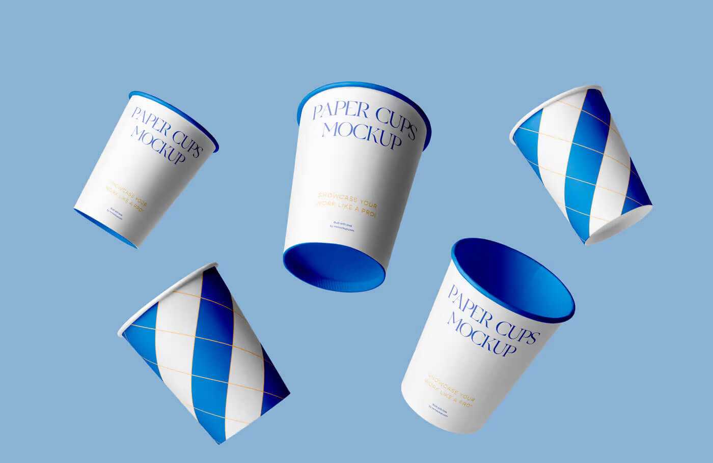 Floating Paper Coffee Cups Mockup Free PSD