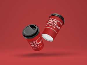 Floating Paper Cup Mockup