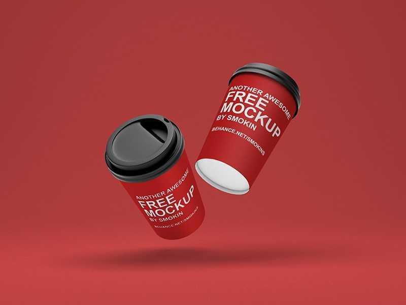 Floating Paper Cup Mockup