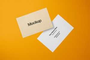 Floating Two Business Cards Mockup Free PSD