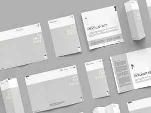 Folding Brochure Free Mockup Set