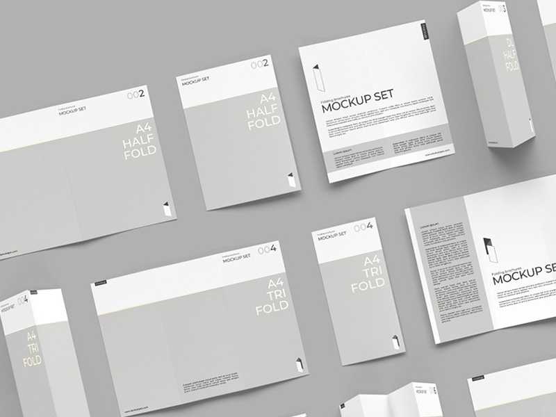 Folding Brochure Free Mockup Set