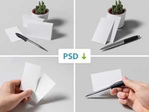 Four Business Cards Free Mockup
