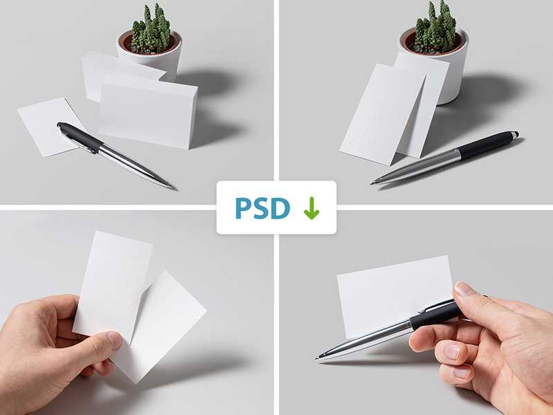 Four Business Cards Free Mockup
