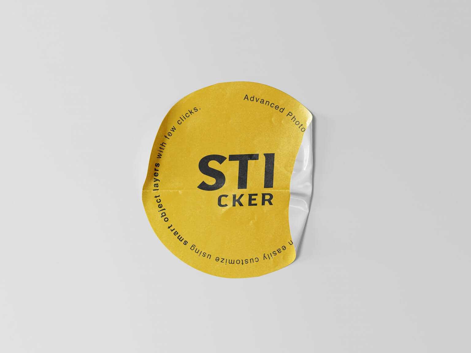 Fre Simple Peeled Round Sticker Mockup PSD