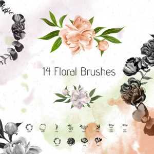 Free 14 Floral Photoshop Brushes by Peony
