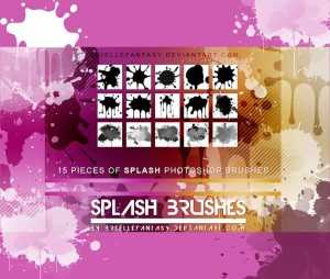 Free 15 Splash Brushes ABR file - Free Photoshop Files