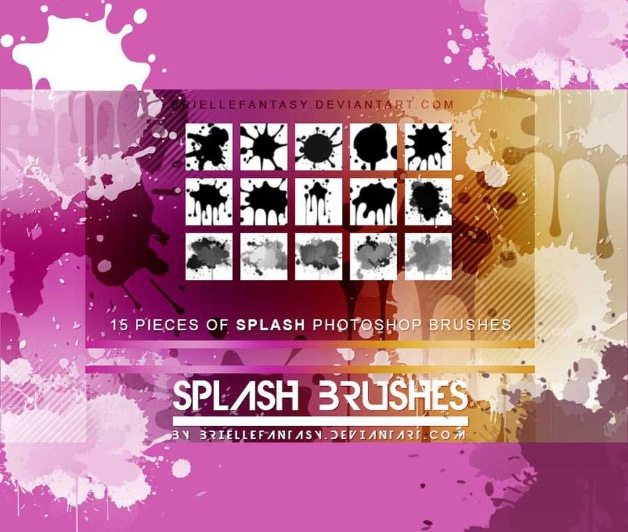 Free 15 Splash Brushes ABR file - Free Photoshop Files