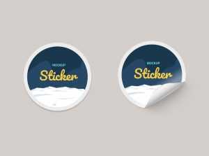 Free 2 Round Paper Stickers Mockup PSD